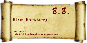 Blun Barakony névjegykártya